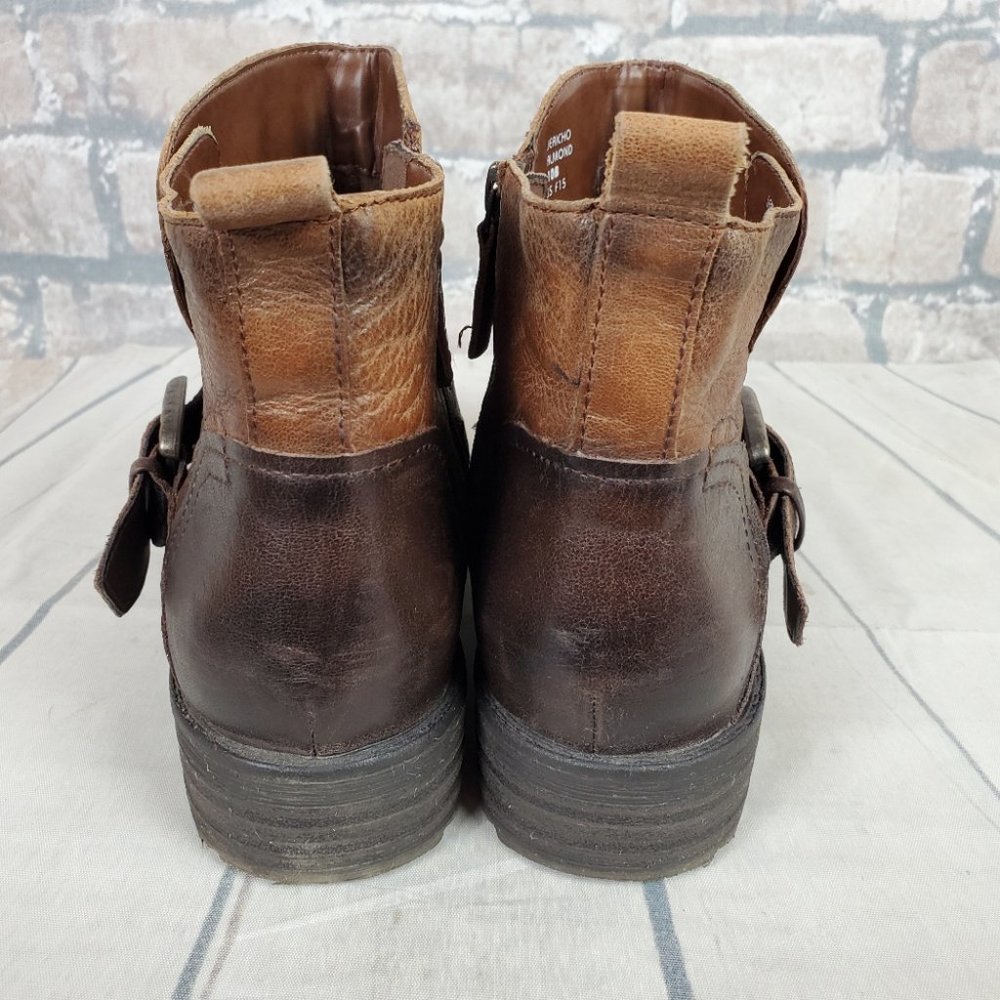 Earth Jericho Leather Moto Biker Ankle Boots Chesnut Brown Ombre Size 10 - Picture 9 of 14